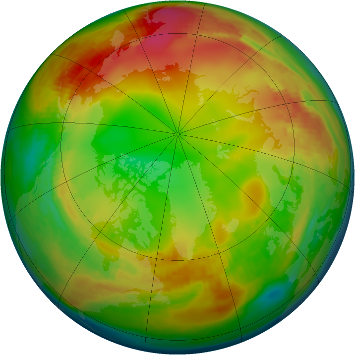 Arctic ozone map for 14 January 1982